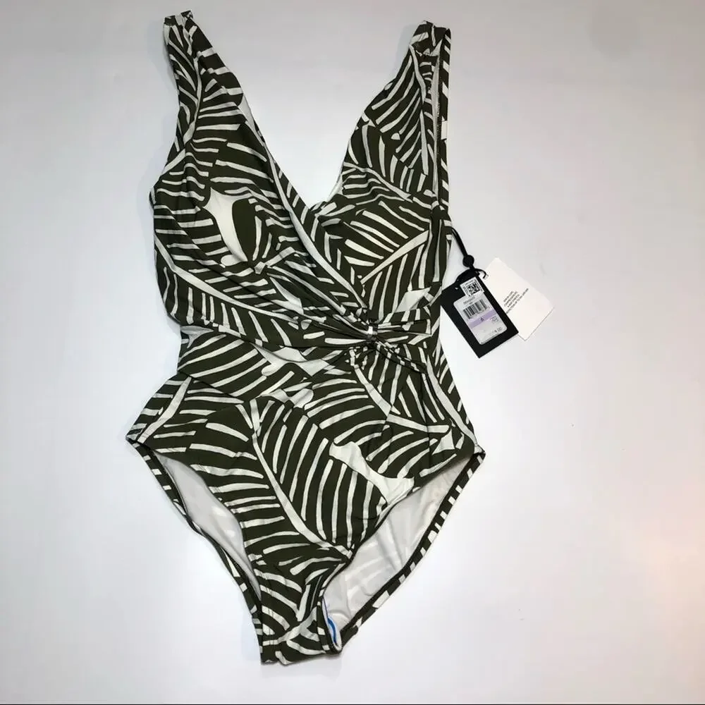 DKNY Draped Wrap Tummy-Control One-Piece Swimsuit